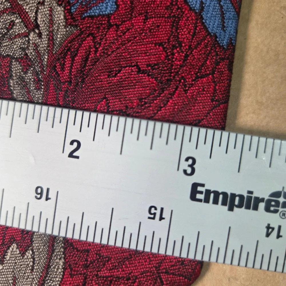 Oscar‎ de la Renta Mens Burgundy Red Leaf Jacquard Silk Blend Necktie USA Made